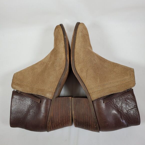 Madewell The Cait Ankle Boots Sz 7 Leather Suede Tan Brown Ankle Booties - Picture 5 of 9